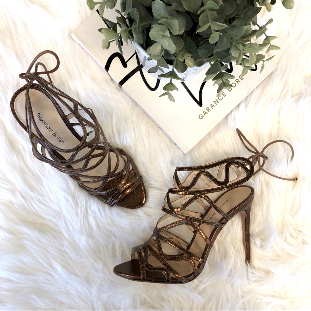 Alexandre Birman Melody Strappy Heels in Bronze 37